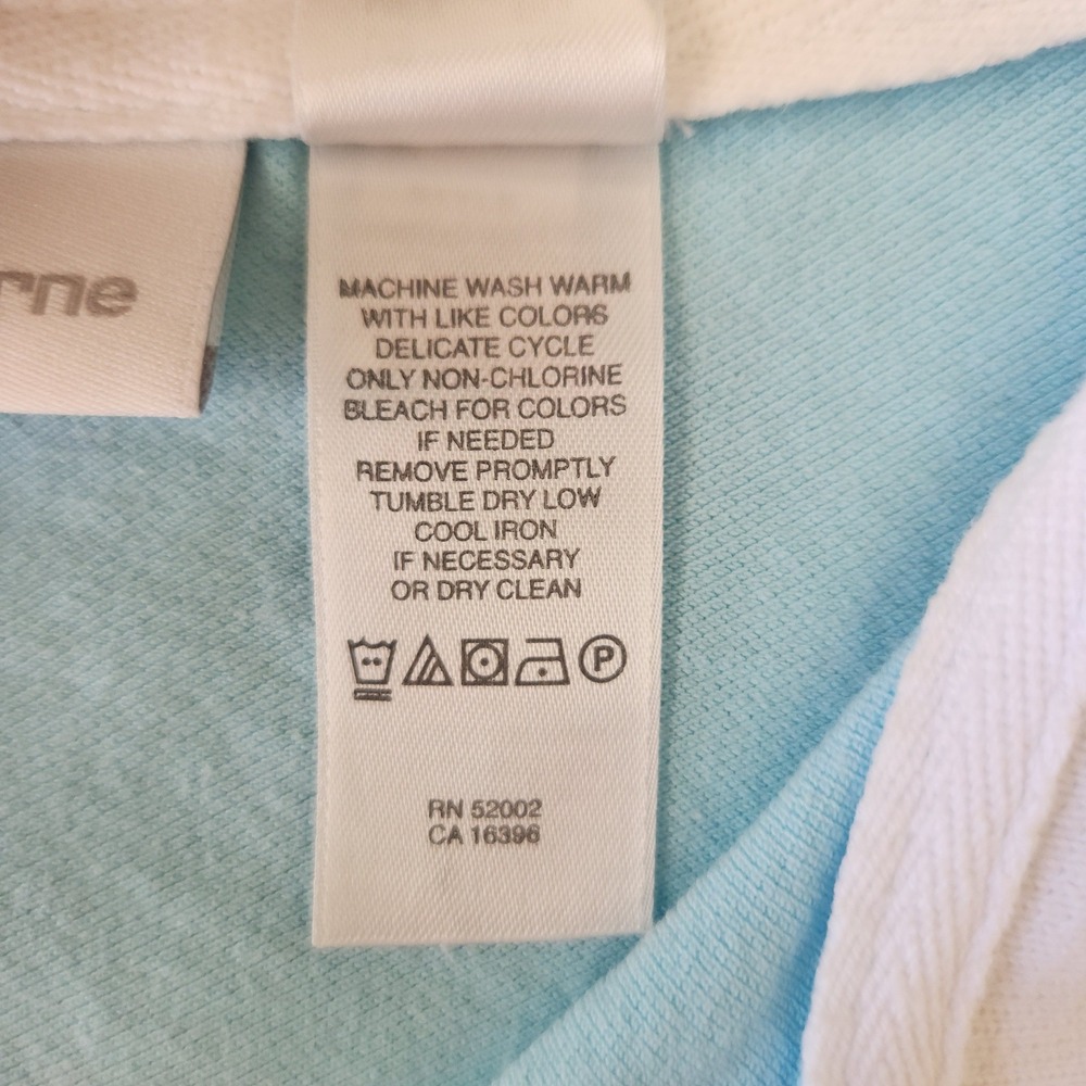 Liz‎ Claiborne Golf Polo Shirt Light Blue, White & Yellow Accents Petite L/XL - Picture 8 of 9
